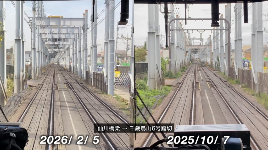 仮高架橋工事は千歳烏山６号踏切付近まで進んだ