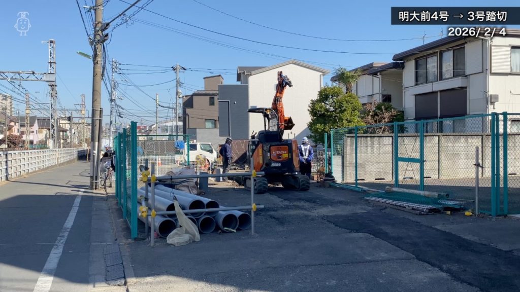 京王線下高井戸駅から明大前3号踏切の区間は高架化事業に伴う下水道工事が始まった